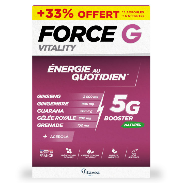Force G Vitality sofortige Energie Vitavea - Schachtel mit 20 Ampullen