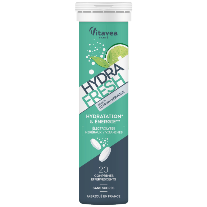 Hydra Fresh Geschmack Zitrone-Zitronenmelisse Vitavea - Tube mit 20 Brausetabletten