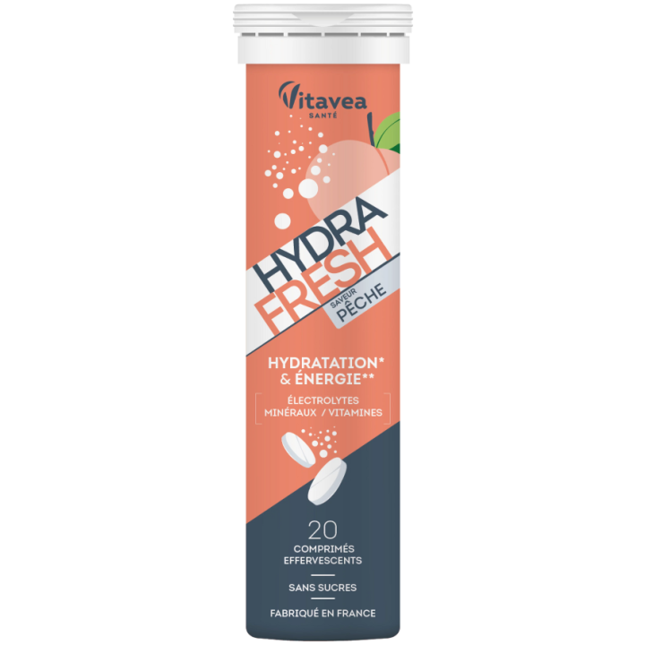 Hydra Fresh Geschmack Pfirsich Vitavea - Tube mit 20 Brausetabletten