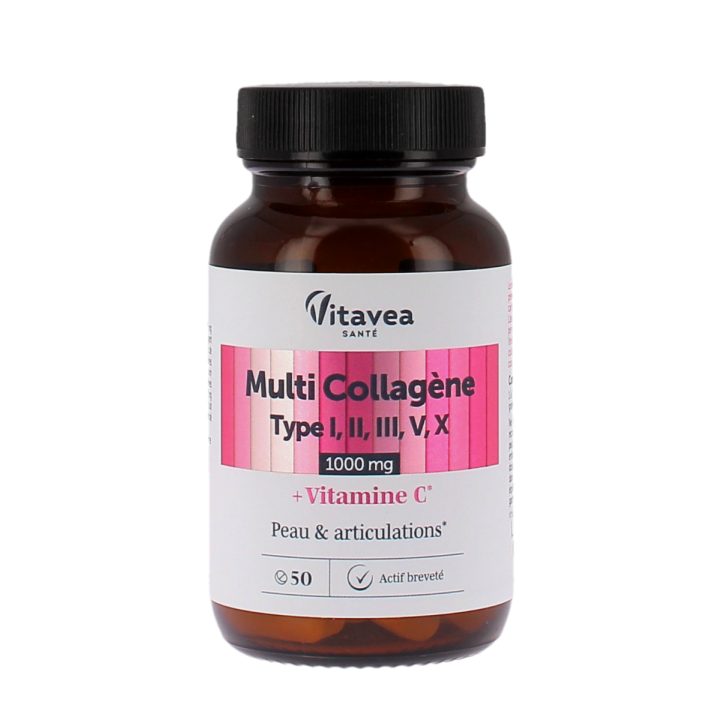 Multi-Kollagen Typ I, II, III, V, X 1000mg Vitavea - Dose von 50 Tabletten