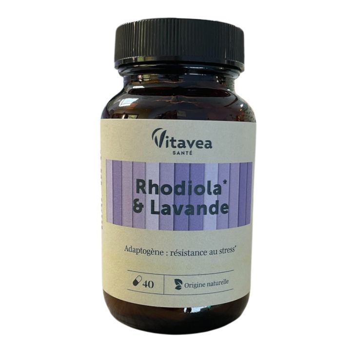 Rhodiola und Lavendel Bio Stressresistenz Vitavea - Dose mit 30 Kapseln