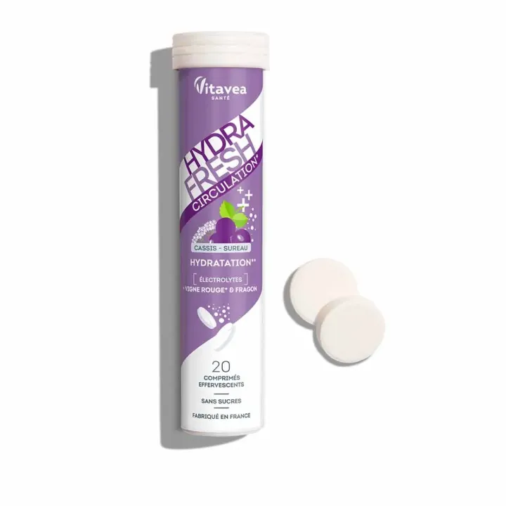 HydraFresh Zirkulation Hydratation Geschmack schwarze Johannisbeere Holunder Vitavea - 20 Brausetabletten