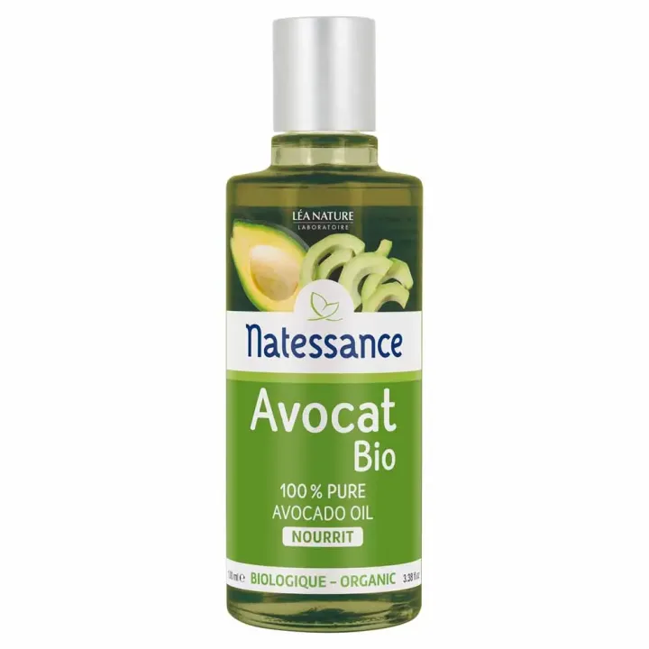 Bio-Avocado-Öl 100% reines pflegendes Natessance - Flasche mit 100ml