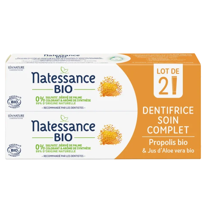Bio-Natessance Komplettpflege-Zahnpasta - 2er-Pack mit 75 ml Tuben