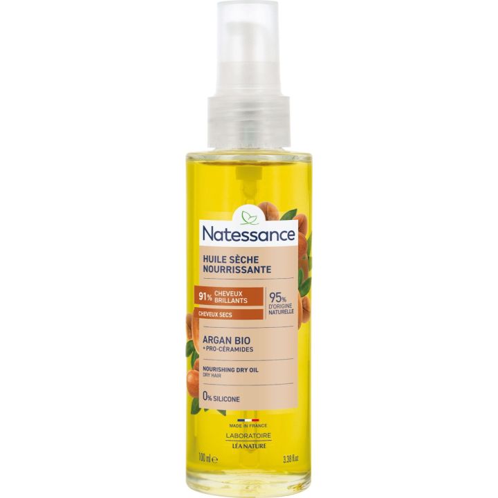 Nährendes Trockenöl Argan Bio Natessance - Pumpflasche 100ml