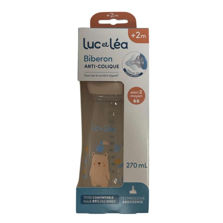 Ergosense Savane Anti-Kolik-Flasche 2 Monate+ Fluss 2 Luc und Léa - eine Flasche mit 270 ml
