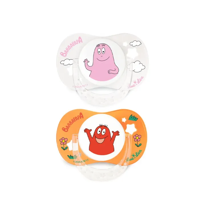 Limitierte Auflage Barbapapa Schnuller +18 Monate Luc und Léa - Set mit 2 Schnullern