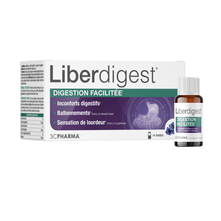 Liberdigest erleichterte Verdauung 3C Pharma - Packung mit 14 Einzeldosen zu 10 ml
