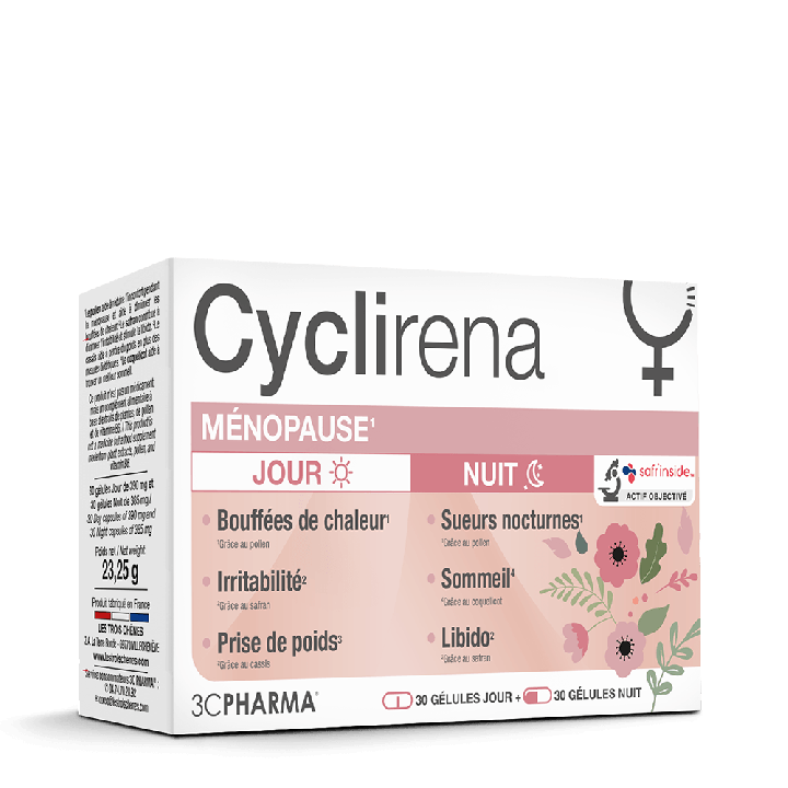 Cyclirena Menopause Tag und Nacht 3C Pharma - Packung mit 60 Kapseln