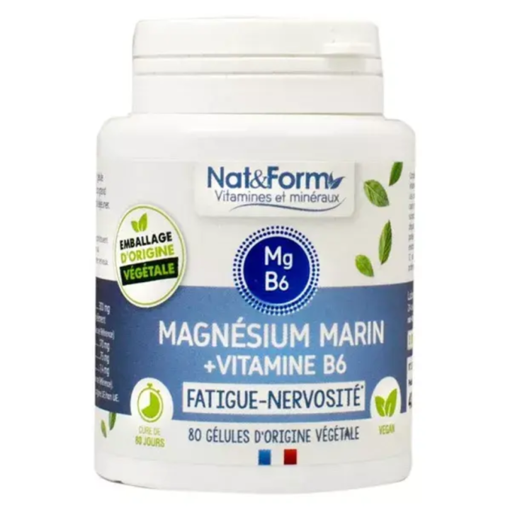 Müdigkeit Nervosität Magnesium Meer Nat&Form - Dose mit 80 Kapseln