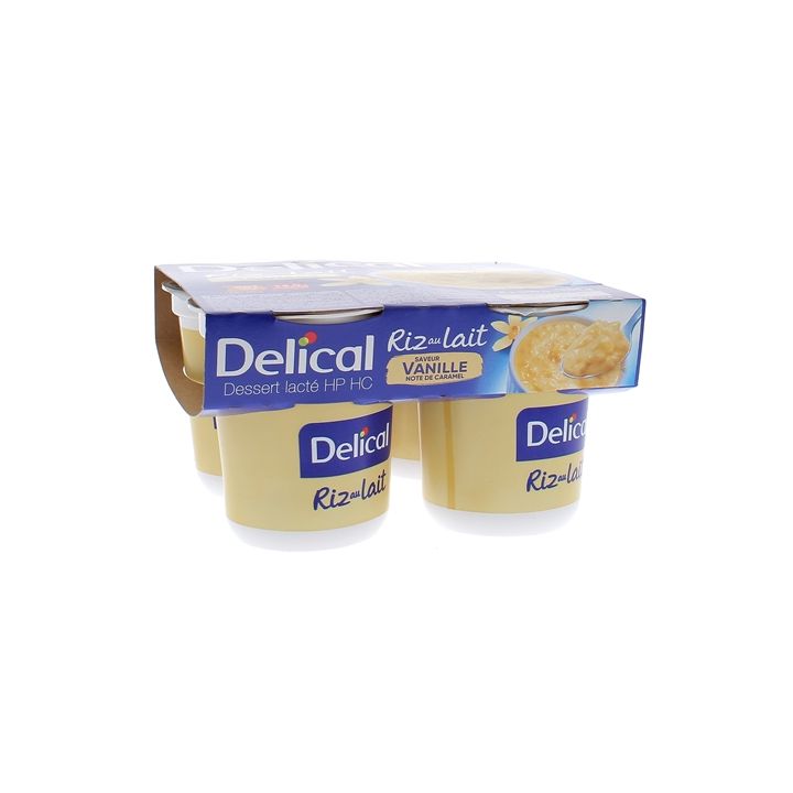 Delical Milchreis HP/HC Geschmack Vanille Karamell - 4 Becher à 200g