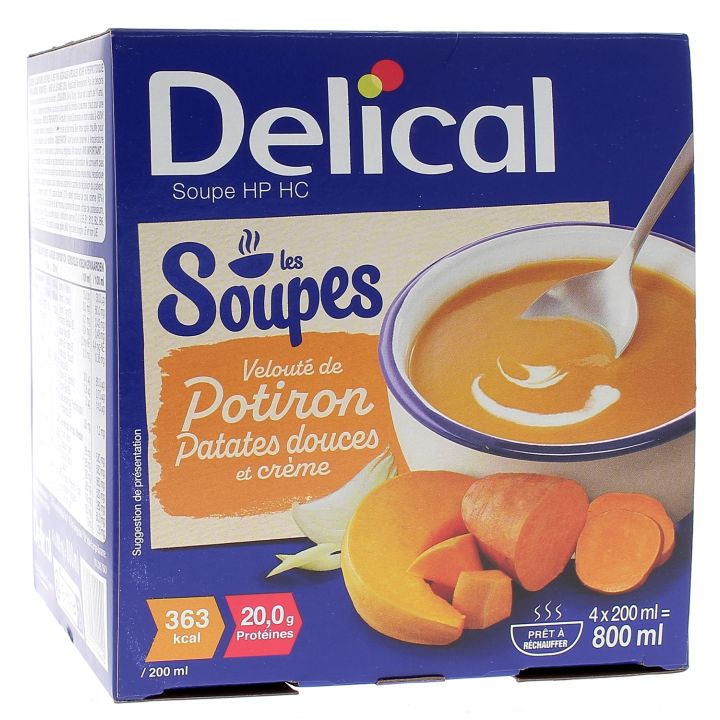 Delical Suppe HP/HC Kürbis-Süßkartoffel-Crème - 4 Schalen à 200ml