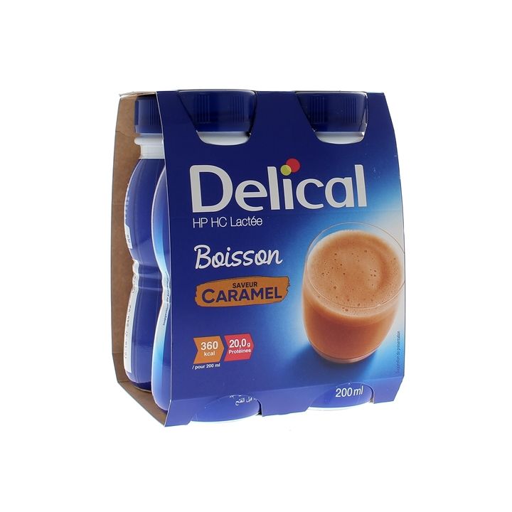 Delical HP/HC Milchgetränk mit Karamellgeschmack - 4 Flaschen à 200 ml