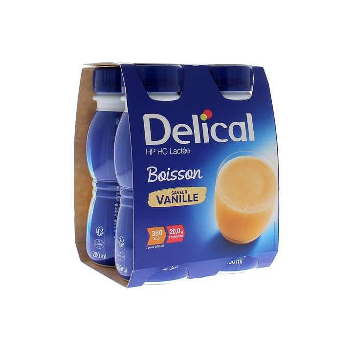 Delical HP/HC Milchgetränk Vanillegeschmack - 4 Flaschen à 200 ml