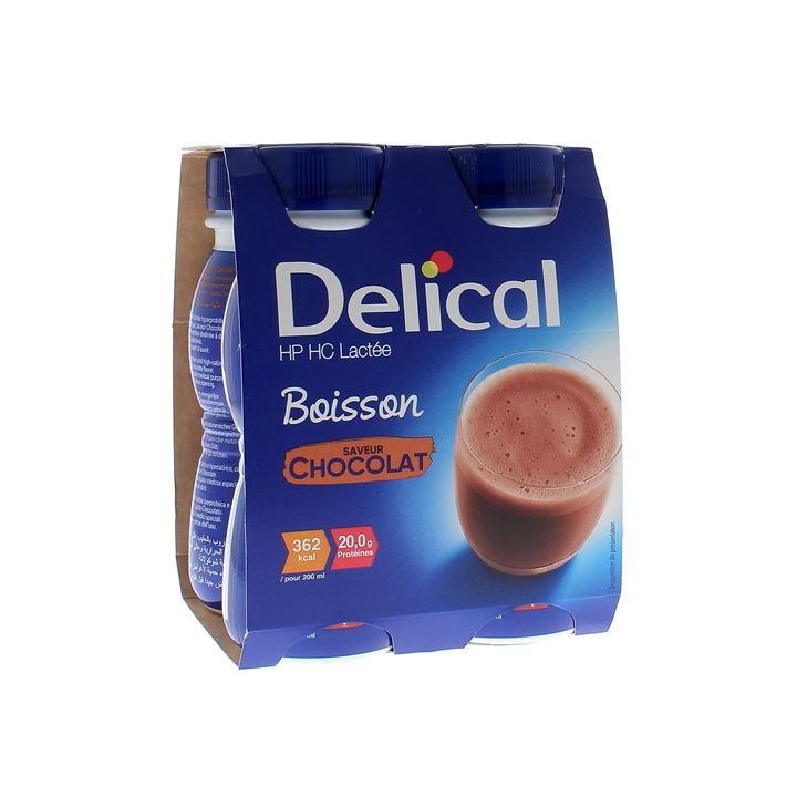 Delical Getränk HP/HC mit Schokoladengeschmack - 4 Flaschen à 200 ml