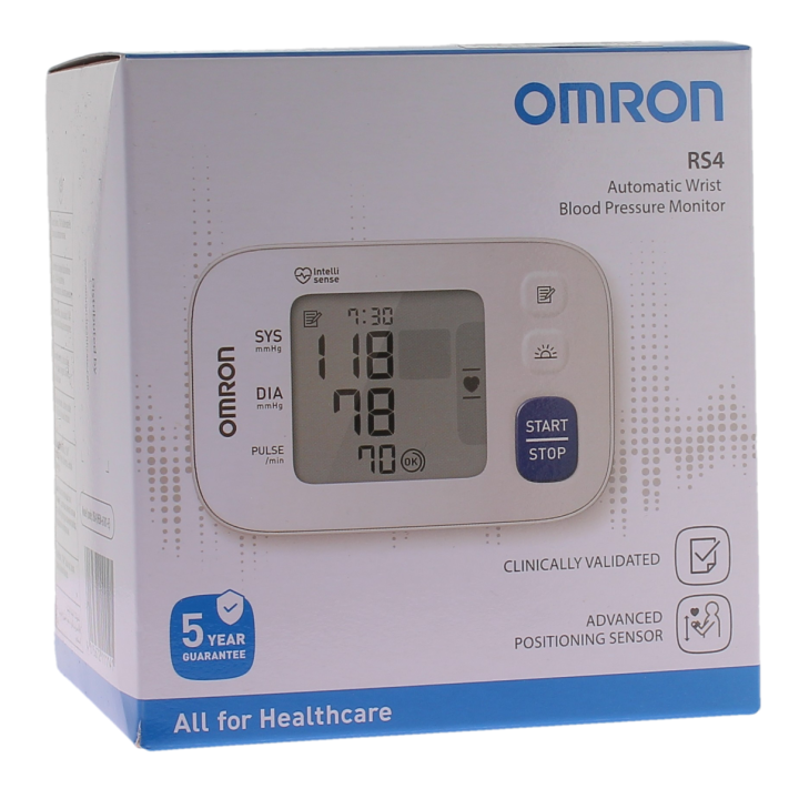 Elektronisches Handgelenktensiometer RS4 Omron - Box mit einem Tensiometer + Manschette