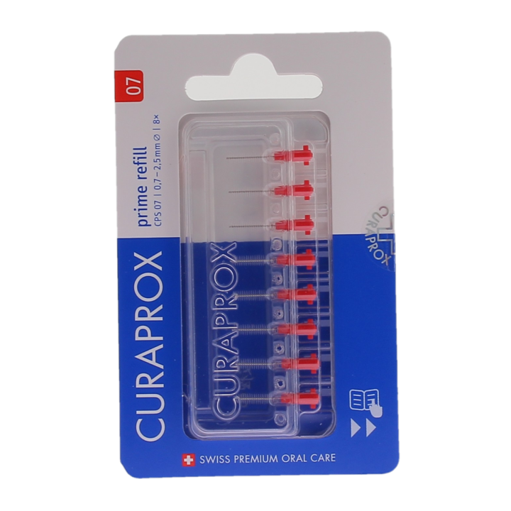 Prime Nachfüllpack für Interdentalbürsten Größe 07 Curaprox - Packung mit 8 Nachfüllungen