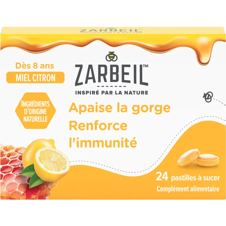 Hals- und Immunpastillen Honig Zitrone Zarbeil - Schachtel mit 24 Pastillen
