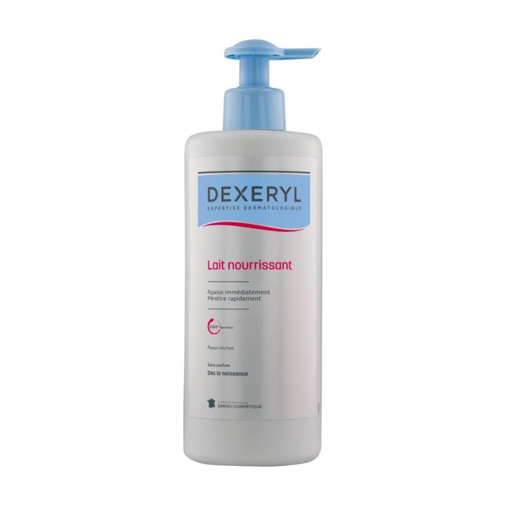 Nährende, parfümfreie Dexeryl Essentiel Milch - Pumpflasche mit 500 ml
