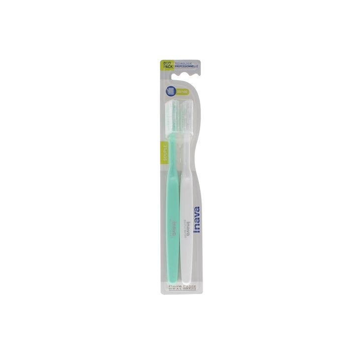 Weiche Zahnbürste 20/100 Inava - Set mit 2 Zahnbürsten