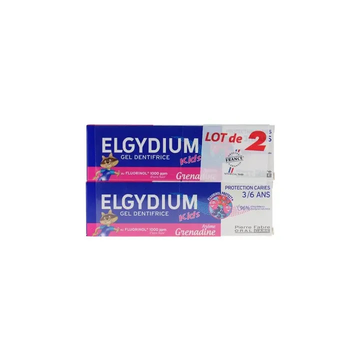 Zahngel Kids Grenadine Kariesprotection Elgydium - 2x50 ml Pack