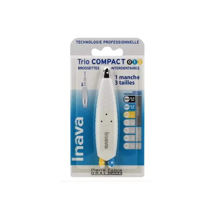 Interdentalbürsten Trio Compact ISO 0/1/2 Inava - Box mit 1 Griff und 3 Bürsten