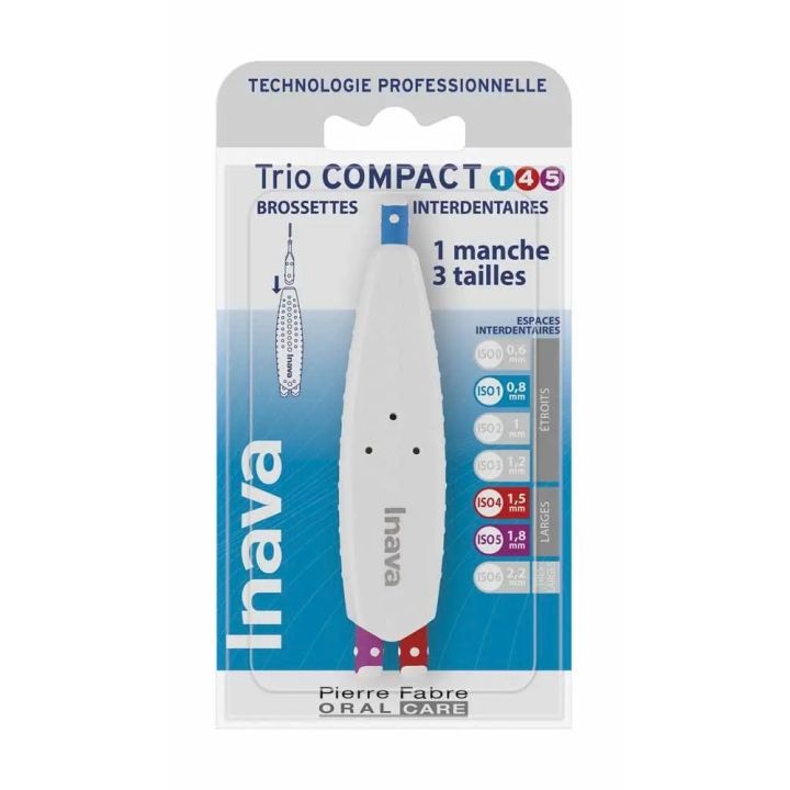 Interdentalbürsten Trio Compact ISO 1/4/5 Inava - 1 Griff und 3 Bürsten