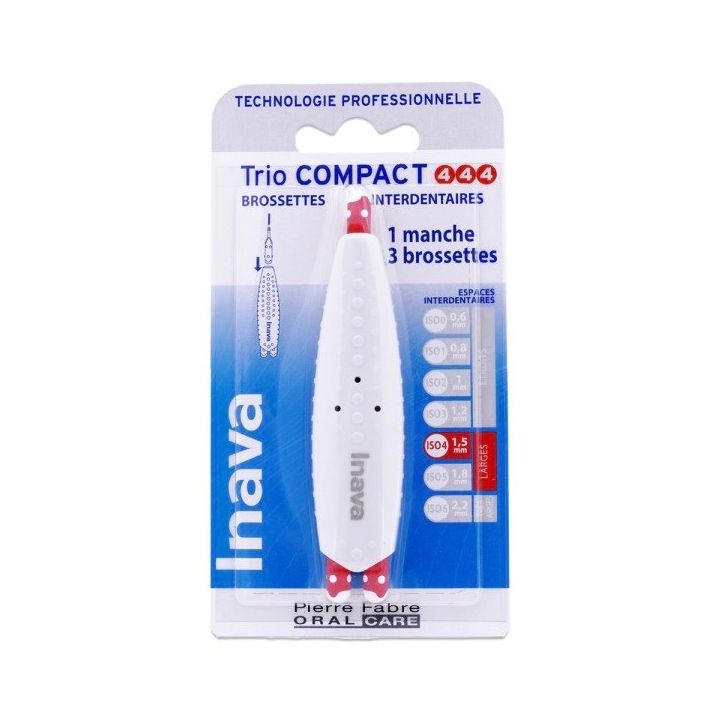 Interdentalbürsten 1,5 mm Trio Compact Inava - 1 Griff und 3 Bürsten