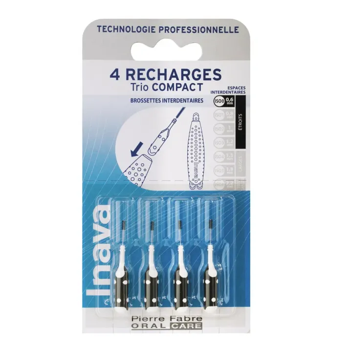Trio Compact Interdentalbürsten Nachfüllungen 0,6 mm Inava - 4 Nachfüllungen im Set