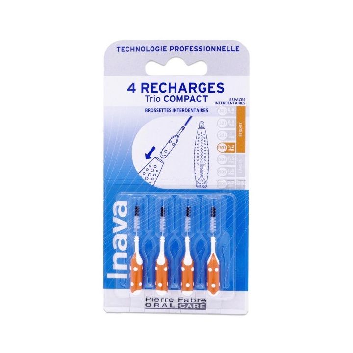 Interdentalbürsten 1,2 mm Trio Compact Inava - 4 Nachfüllpackungen