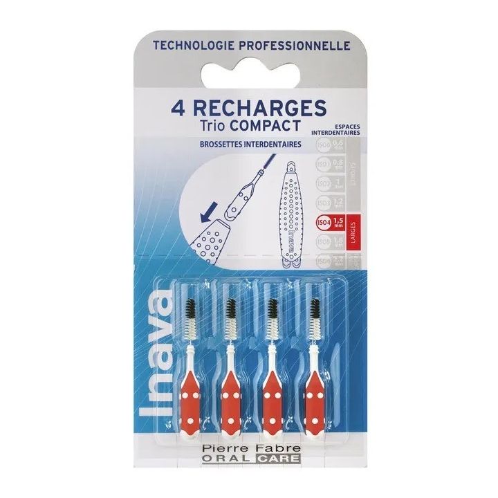 Interdentalbürsten 1,5 mm Trio Compact Inava - 4 Nachfüllpackungen