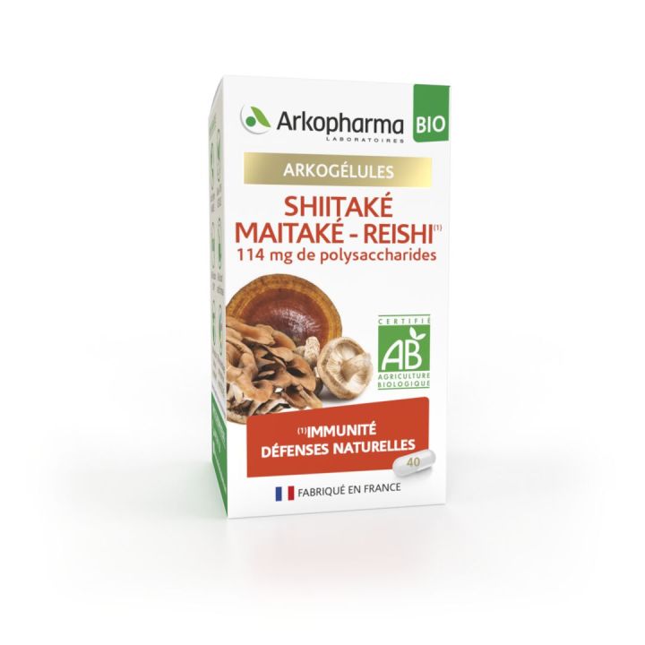 Arkogélules Shiitaké Maitaké-Reishi bio Arkopharma - Packung mit 40 Kapseln