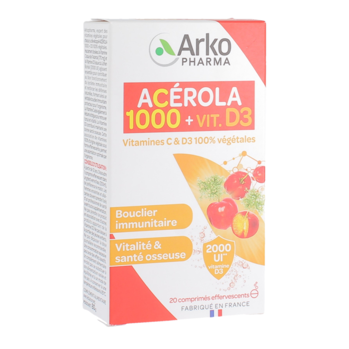 Azinc Vitamine C + D3 Arkopharma - Packung mit 20 Brausetabletten