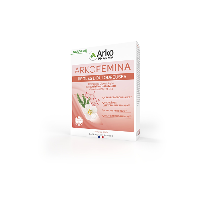 Arkofemina schmerzhafte Regelblutungen Arkopharma - Packung mit 30 Tabletten