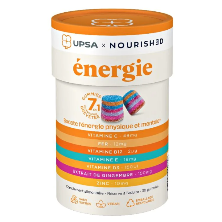 Energie Gummies 7in1 Upsa x Nourished - Packung mit 30 Gummies