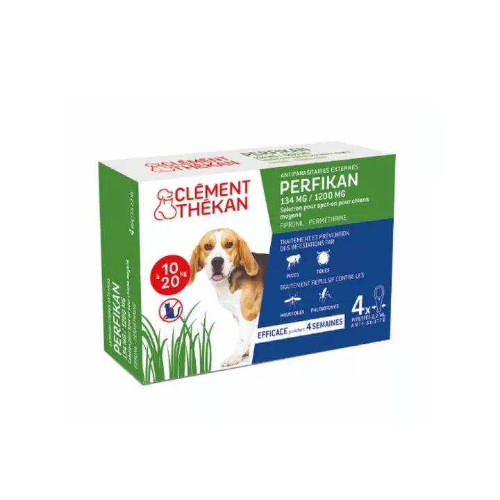 Perfikan 134 mg/1200 mg für Hunde von 10 bis 20 kg Clément-Thékan - 4 Pipetten zu 2,2 ml