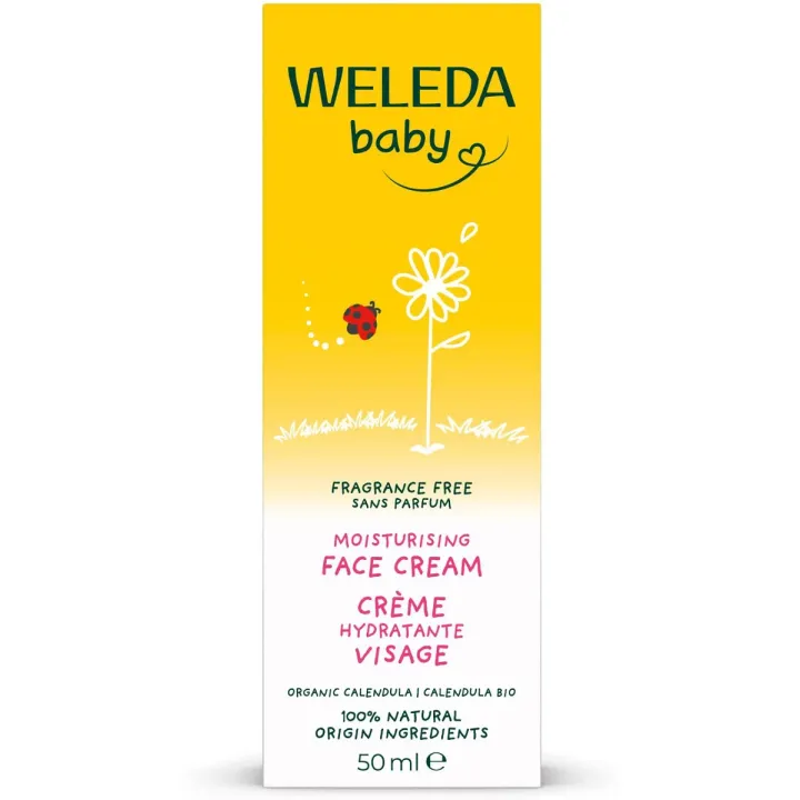 Feuchtigkeitsspendende Gesichtscreme Calendula bio ohne Duft Weleda Baby - Tube mit 50ml