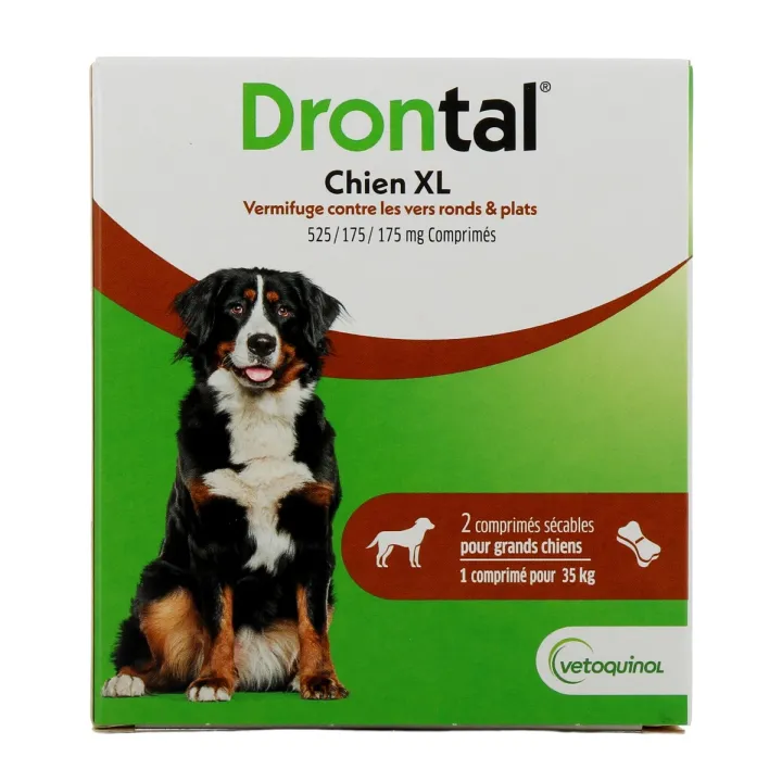 Drontal Hund XL Vetoquinol - Packung mit 2 teilbaren Tabletten