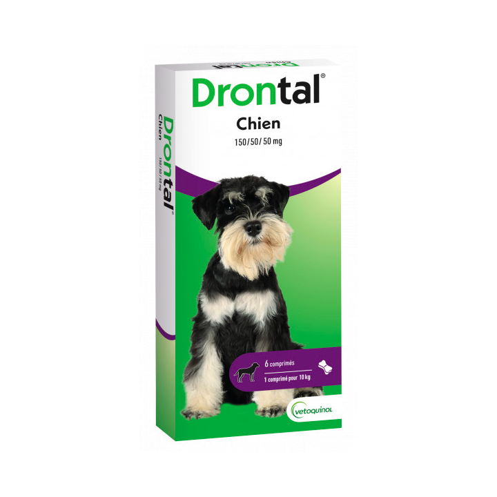 Dontral Hundetabletten appetitlich mit Fleischaroma Vetoquinol - Packung mit 6 teilbaren Tabletten