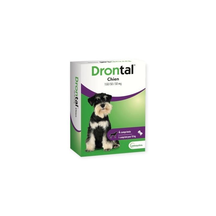 Drontal Hund Wurmkur Vetoquinol - Packung mit 4 teilbaren Tabletten