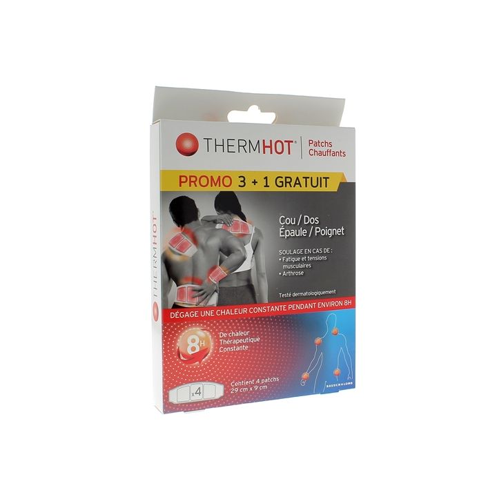 ThermHot Wärmepflaster für Hals/Rücken/Schulter/Handgelenk Therapearl - Packung mit 3 Pflastern + 1 gratis