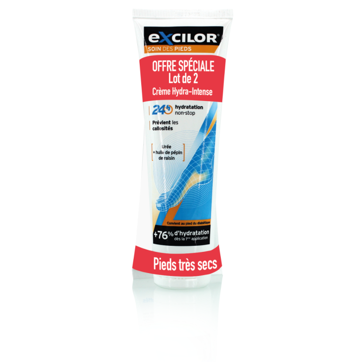 Excilor Hydra-Intense-Creme für sehr trockene Füße - 2er-Pack mit 125 ml Tuben