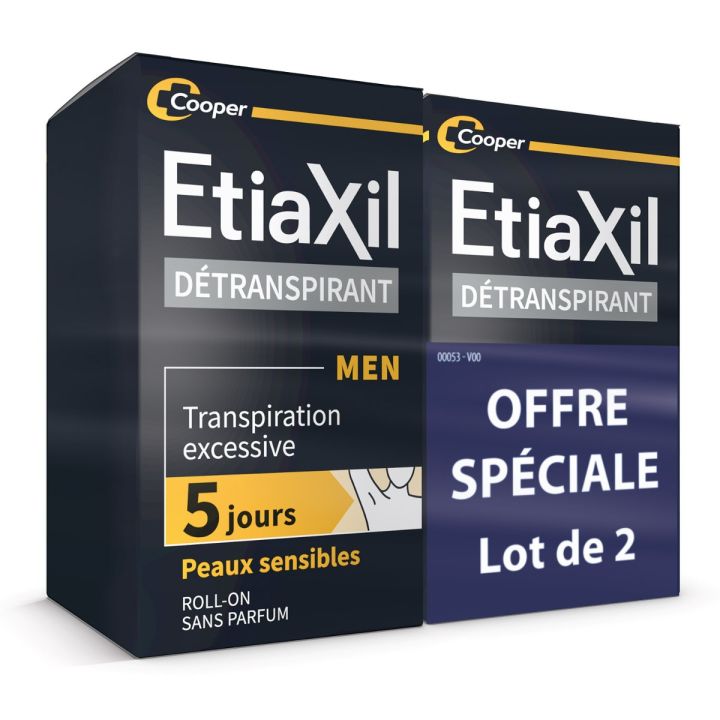 Entgiftendes Men Herren Achseln empfindliche Haut Etiaxil - 2er Pack 50 ml Roll-ons