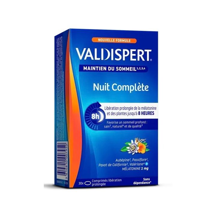 Nachtkomplett Melatonin 1mg Valdispert - Packung mit 30 Tabletten