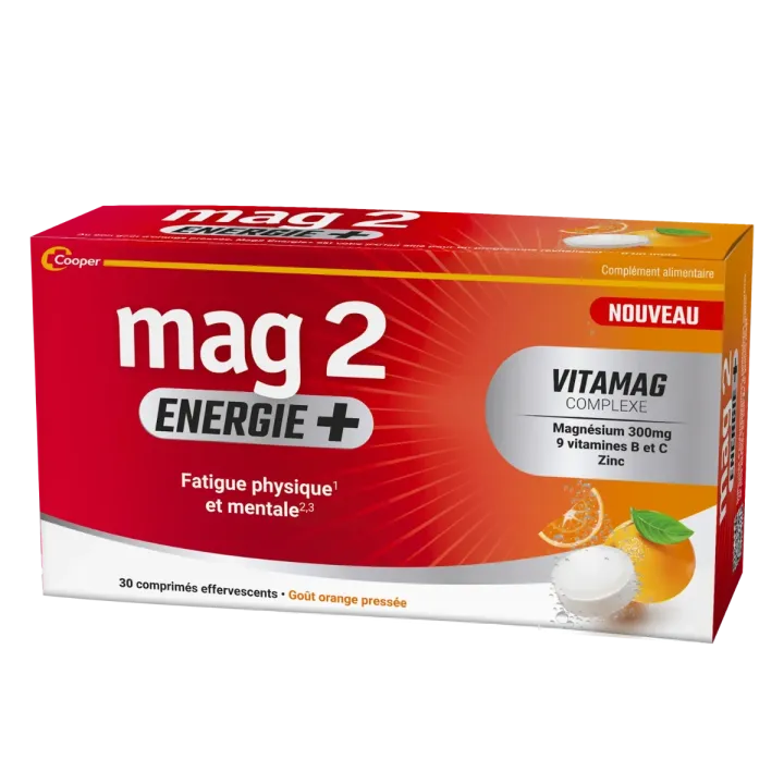 Mag 2 Energie+ Cooper - Packung mit 30 Brausetabletten
