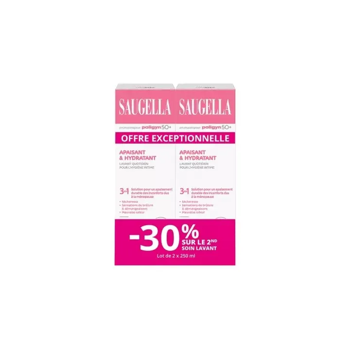 Beruhigendes und emollientes tägliches Intimwaschmittel Saugella - 2er-Pack mit 250 ml Flaschen