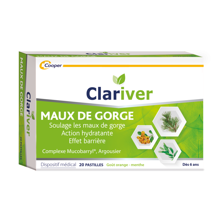 Clariver Halstabletten Halsschmerzen Cooper - Packung mit 20 Pastillen