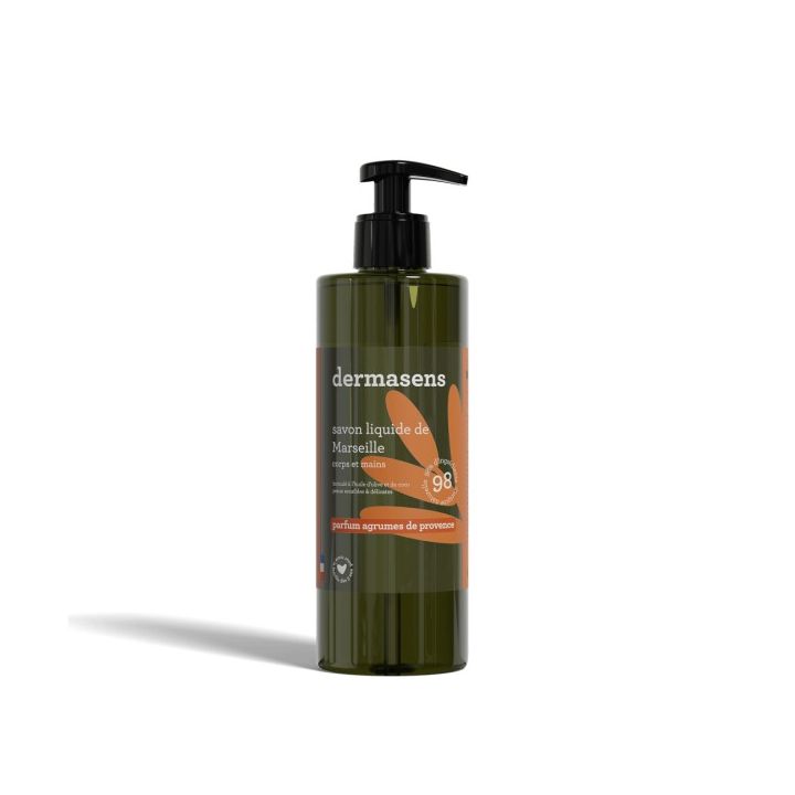 Dermasens Flüssigseife aus Marseille mit Duft von provenzalischen Zitrusfrüchten Marke Verte - Pumpflasche 1L