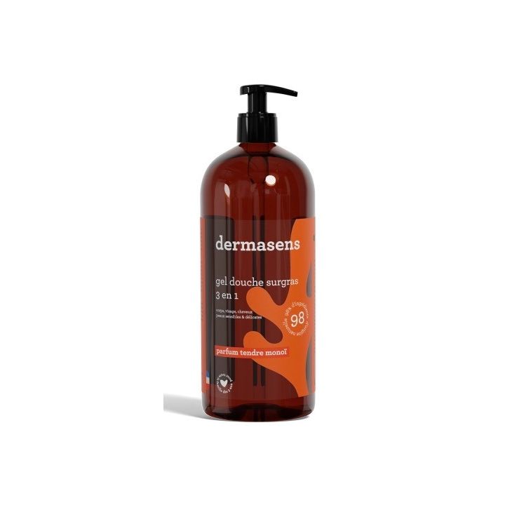 Dermasens überfettendes Duschgel 3in1 zarter Monoi-Duft Marke Verte - Pumpflasche 1L