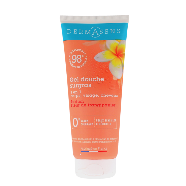 Dermasens Duschgel mit überfettender Formel Duft von Frangipani Blüte Grüne Marke - Tube mit 200ml